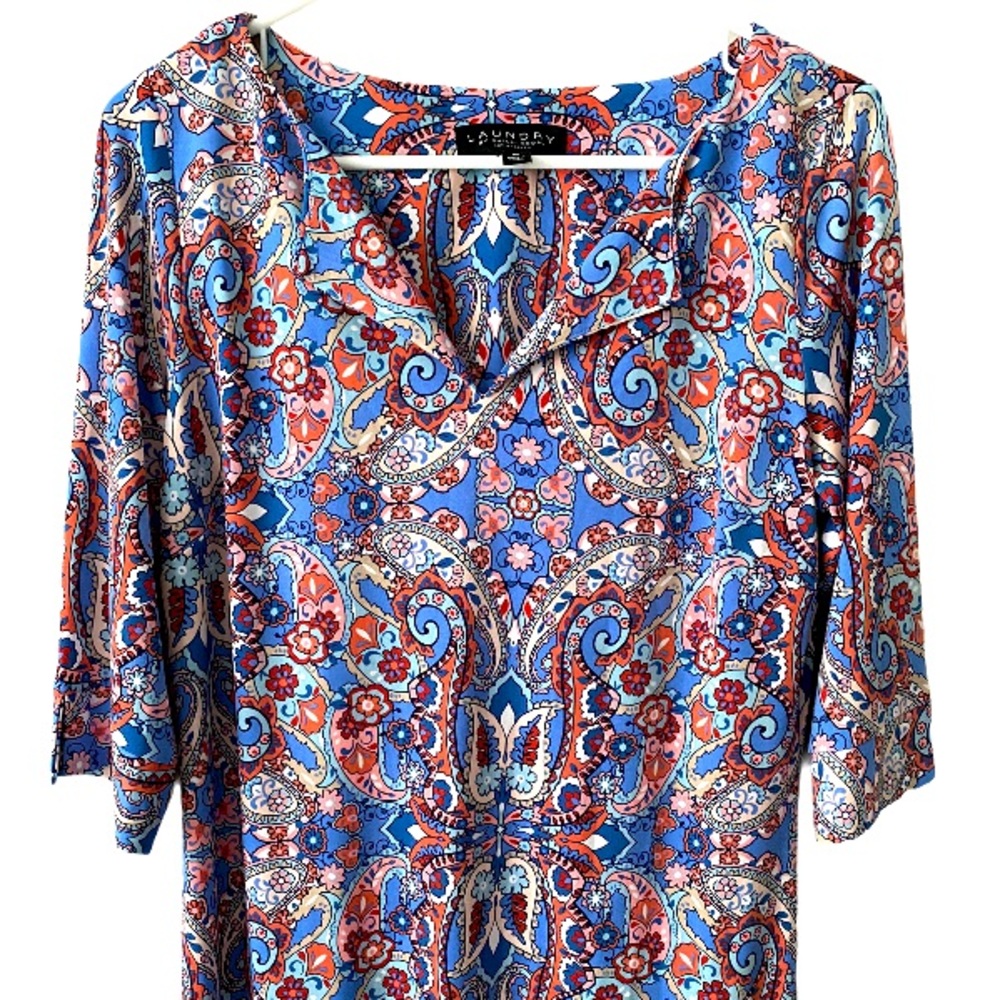 Laundry by Shelli Segal Paisley Shirt Dress Medium - Picture 3 of 8